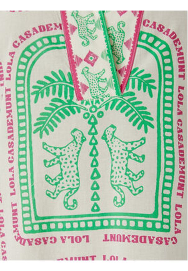 LOLA CASADEMUNT Sukienka letnia LS2616074 Kremowy Regular Fit. Kolor: kremowy. Materiał: bawełna. Sezon: lato