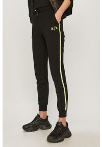 Armani Exchange - Spodnie. Kolor: czarny. Materiał: bawełna, poliester, dzianina. Wzór: gładki #1