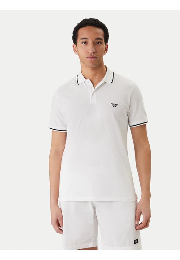 Emporio Armani Polo EM001380 AF20424 U0002 Biały Regular Fit. Typ kołnierza: polo. Kolor: biały. Materiał: bawełna