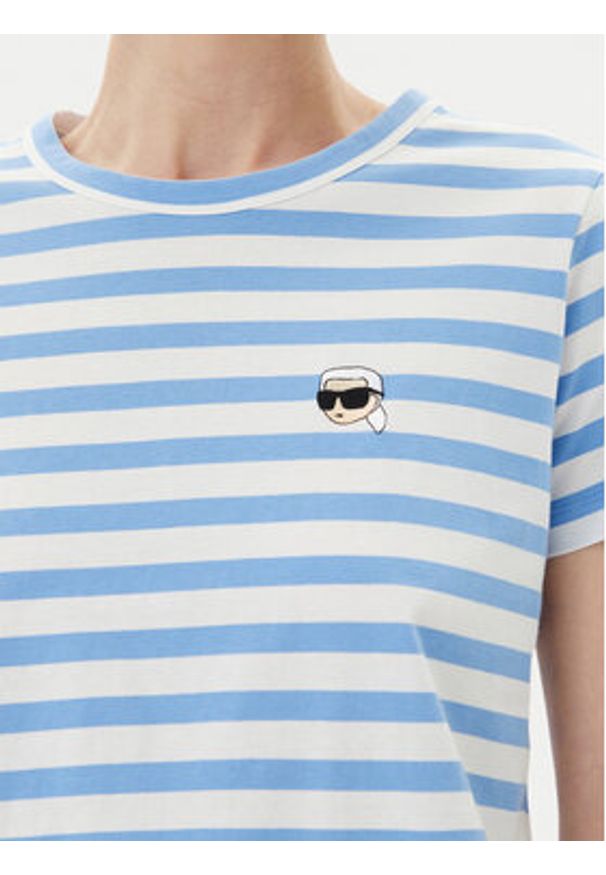 Karl Lagerfeld - KARL LAGERFELD T-Shirt A1W17099 Niebieski Regular Fit. Typ kołnierza: dekolt w karo. Kolor: niebieski. Materiał: bawełna