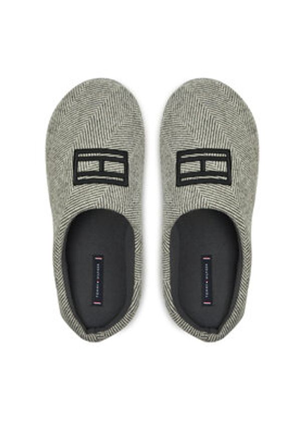 TOMMY HILFIGER - Tommy Hilfiger Kapcie Flag Herringbone House Shoe FM0FM05304 Szary. Kolor: szary. Materiał: materiał