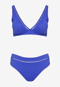 Born2be - Niebieskie Bikini Biustonosz i Majtki Typu Figi z Ażurowym Wzorem Lunella. Kolor: niebieski. Wzór: ażurowy