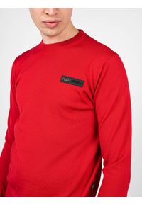 Plein Sport Sweter "Merino" | MPPS90152 | Mężczyzna | Czerwony. Okazja: na co dzień. Kolor: czerwony. Materiał: wełna. Wzór: aplikacja. Styl: sportowy #2