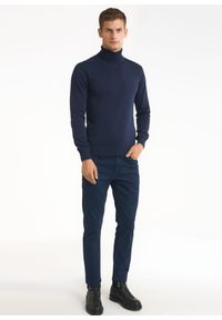 Ochnik - Granatowe spodnie męskie. Kolor: niebieski. Materiał: bawełna #4