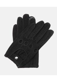 Kazar - Czarne rękawiczki damskie. Kolor: czarny. Materiał: zamsz, materiał. Styl: sportowy, elegancki