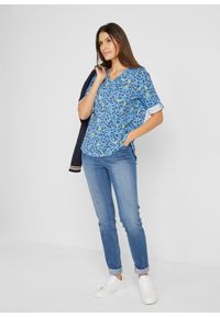 bonprix - Jegginsy mid waist z wygodnym paskiem w talii. Kolor: niebieski #2