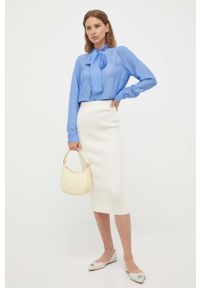 MICHAEL Michael Kors spódnica wełniana kolor beżowy midi ołówkowa. Kolor: beżowy. Materiał: wełna #4