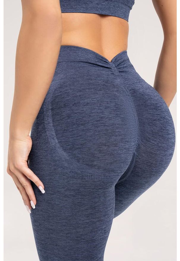 GYM GLAMOUR - Legginsy fitness damskie Gym Glamour seamless deep push up. Kolor: niebieski. Sport: fitness