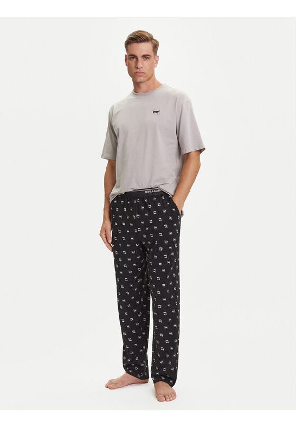 Karl Lagerfeld - KARL LAGERFELD Piżama A3M45002 Szary Regular Fit. Kolor: szary. Materiał: bawełna