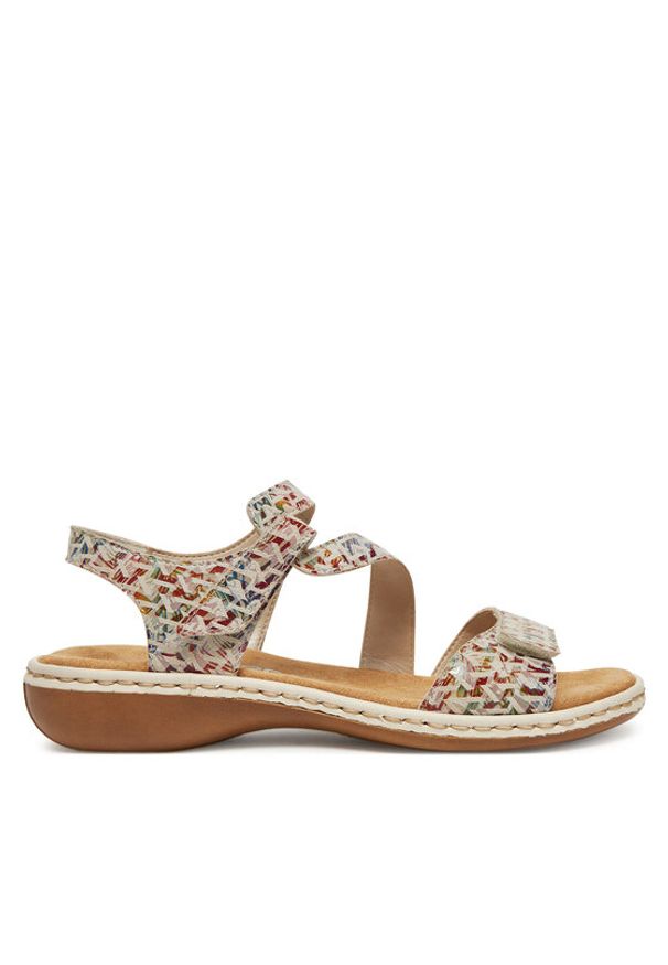 Rieker Sandały 659C7-94 Beżowy. Kolor: beżowy. Materiał: skóra