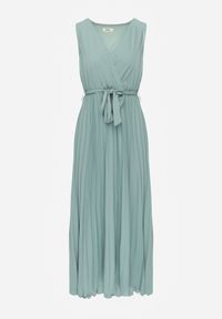 Renee - Zielona Rozkloszowana Sukienka Maxi z Plisowanym Dołem i Gumką w Talii Sare. Okazja: na imprezę. Kolor: zielony. Sezon: lato. Typ sukienki: rozkloszowane, plisowane. Długość: maxi #3