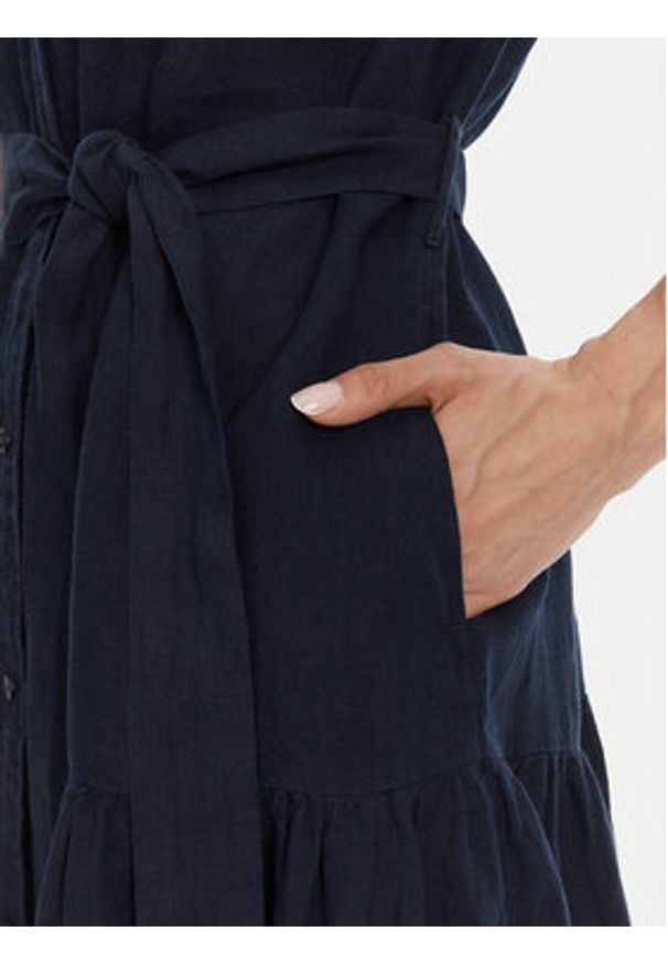 GANT - Gant Sukienka koszulowa 4503434 Granatowy Regular Fit. Kolor: niebieski. Materiał: len. Typ sukienki: koszulowe