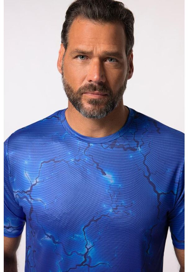 JAY-PI - Męski T-shirt funkcyjny Iron Anvil fitness rękaw 1/2 szybkoschnący. Kolekcja: plus size. Kolor: niebieski. Materiał: elastan, poliester, materiał. Wzór: nadruk. Sport: fitness