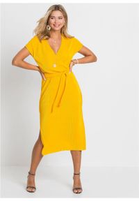 Sukienka shirtowa plisowana bonprix żółty szafranowy. Kolor: żółty #5
