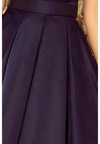 Numoco - Rozkloszowana wieczorowa sukienka z kontrafałdami i koronką. Materiał: koronka. Wzór: koronka. Styl: wizytowy #4