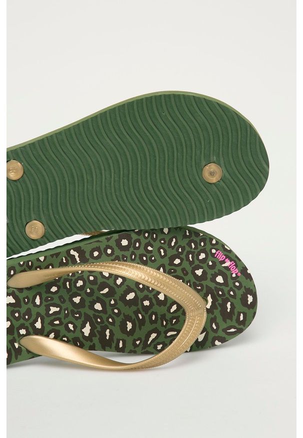 Flip*Flop Japonki damskie kolor zielony. Kolor: zielony. Materiał: materiał. Obcas: na obcasie. Wysokość obcasa: niski