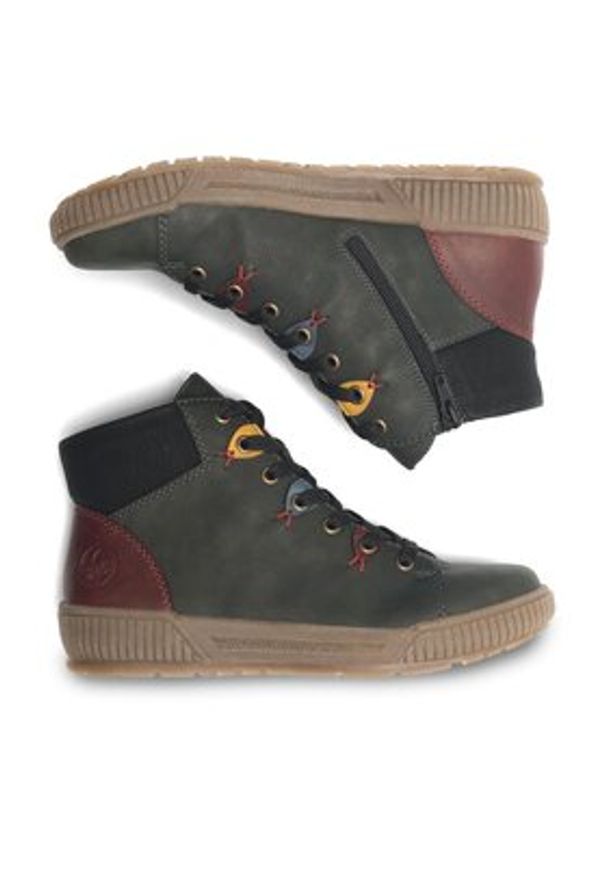 Rieker Trzewiki N0711-54 Zielony. Kolor: zielony. Materiał: syntetyk