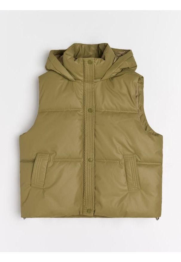 Sinsay - Kamizelka z kapturem - zielony. Typ kołnierza: kaptur. Kolor: zielony