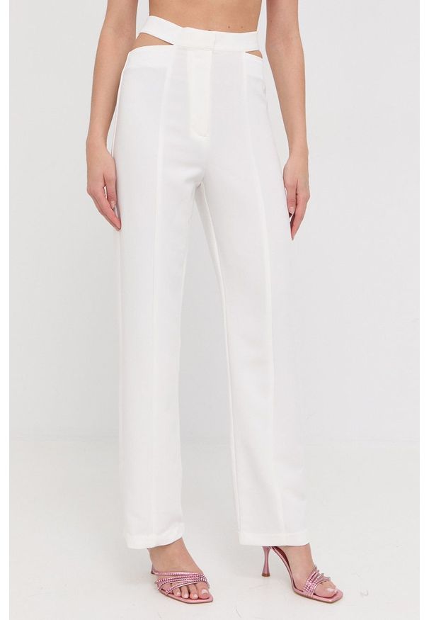 BARDOT - Bardot spodnie damskie kolor biały proste high waist. Okazja: na co dzień. Stan: podwyższony. Kolor: biały. Materiał: tkanina. Styl: casual