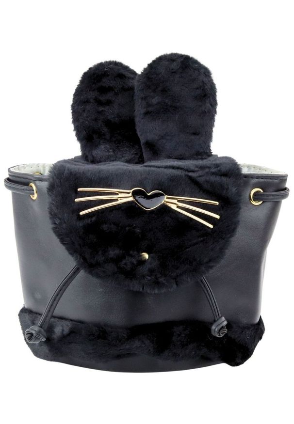 Lean - Plecak Dziecięcy Pluszowy Uszy Regulowany Pasek Czarny 22cm 4L LEAN. Kolor: czarny