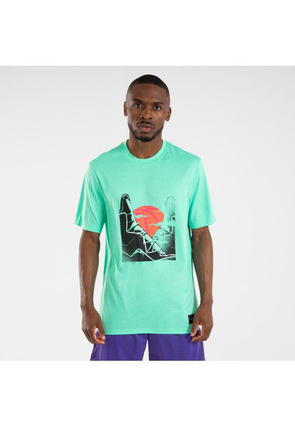 TARMAK - Koszulka do koszykówki dla mężczyzn i kobiet Tarmak TS500 Fast. Kolor: zielony. Materiał: materiał, poliester. Sport: koszykówka