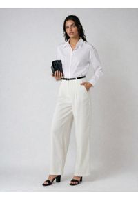 Sinsay - Spodnie palazzo z domieszką lnu - biały. Kolor: biały. Materiał: len #1