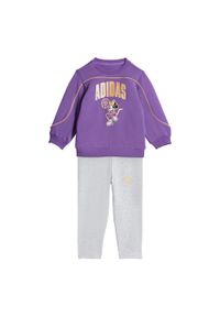 Zestaw Adidas Disney Minnie Mouse Jogger. Okazja: na uczelnię. Kolor: fioletowy, pomarańczowy, wielokolorowy. Materiał: dresówka. Wzór: motyw z bajki. Styl: sportowy #1