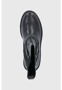 Wojas Sztyblety skórzane damskie kolor czarny na płaskim obcasie. Nosek buta: okrągły. Kolor: czarny. Materiał: skóra. Obcas: na obcasie. Wysokość obcasa: niski #2