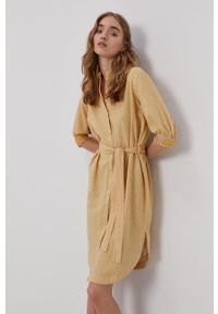 Vero Moda Sukienka mini prosta. Okazja: na co dzień. Kolor: żółty. Materiał: tkanina, bawełna. Typ sukienki: proste. Styl: casual. Długość: mini #1