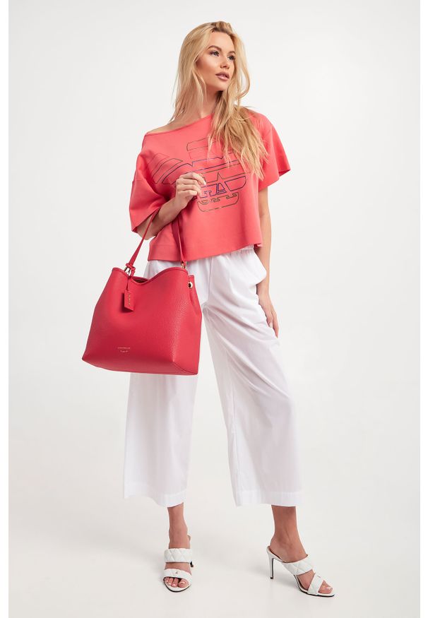 Emporio Armani - Bluza EMPORIO ARMANI. Długość rękawa: krótki rękaw. Długość: krótkie. Wzór: nadruk