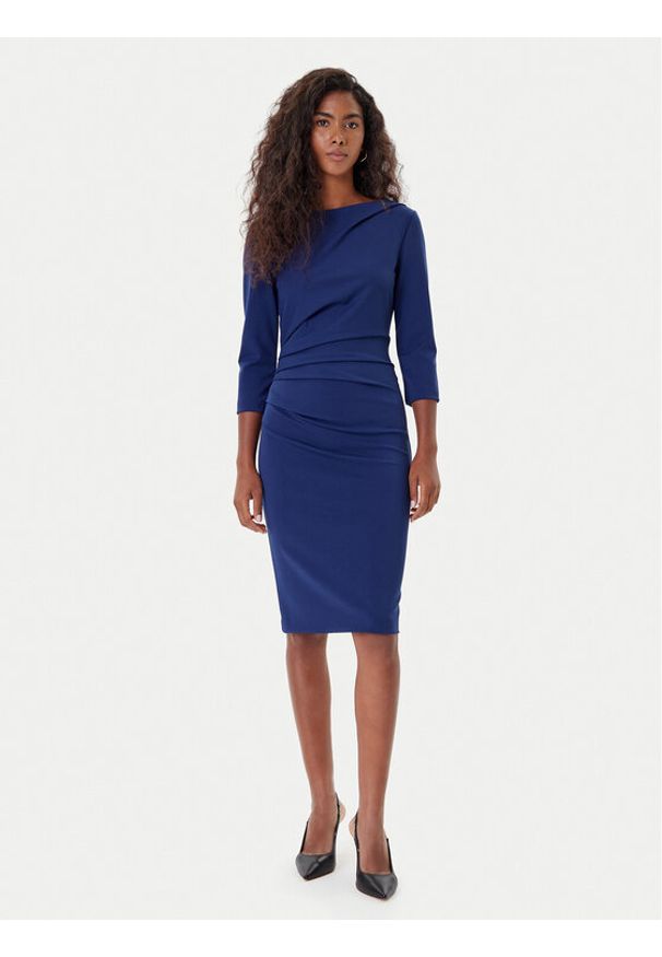 Rinascimento Sukienka koktajlowa CFC0126154003 Granatowy Slim Fit. Kolor: niebieski. Materiał: syntetyk. Styl: wizytowy