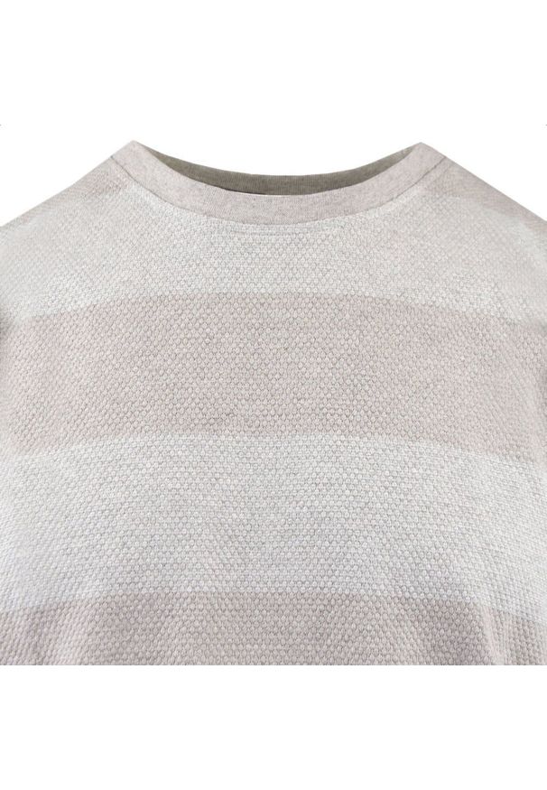Dzianinowy T-Shirt Męski - Brave Soul - Odcienie Beżu. Okazja: na co dzień. Kolor: wielokolorowy, brązowy, beżowy. Materiał: poliester, wiskoza, bawełna. Wzór: prążki, paski. Sezon: lato, wiosna. Styl: casual