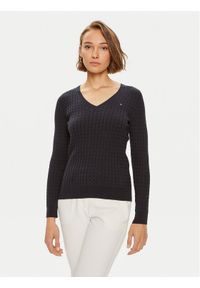TOMMY HILFIGER - Tommy Hilfiger Sweter WW0WW40999 Granatowy Regular Fit. Kolor: niebieski. Materiał: syntetyk