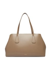 Calvin Klein Torebka Ck Snap Large Tote LV04F3502G Beżowy. Kolor: beżowy. Materiał: skórzane #2