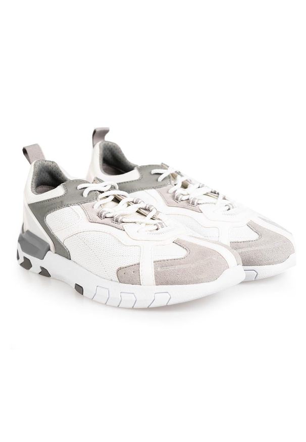 Geox Sneakersy "Grecale B" | U028ZA 08522 | Grecale B | Mężczyzna | Biały, Szary. Kolor: biały, wielokolorowy, szary. Materiał: materiał, skóra. Wzór: aplikacja