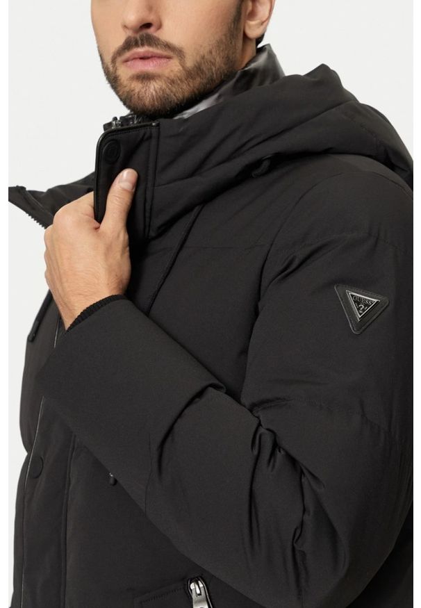 Guess - GUESS Czarna męska kurtka High Collar, Rozmiar L. Kolor: czarny