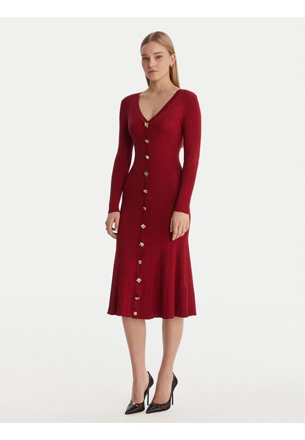 Guess Sukienka dzianinowa W6RK02 Z3700 Czerwony Regular Fit. Kolor: czerwony. Materiał: wiskoza