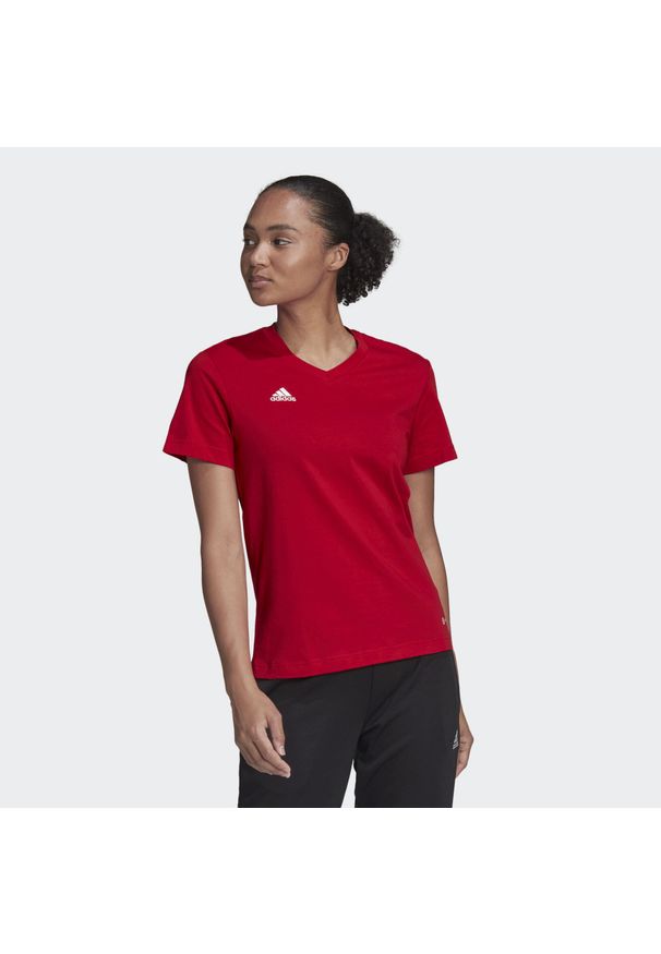 Koszulka piłkarska damska Adidas Entrada 22 Jersey. Kolor: czerwony. Materiał: bawełna, jersey. Sport: piłka nożna