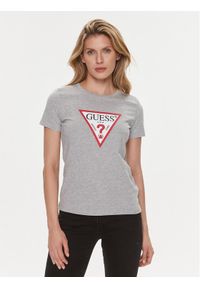 Guess T-Shirt W1YI1 BI3Z14 Szary Slim Fit. Kolor: szary. Materiał: bawełna