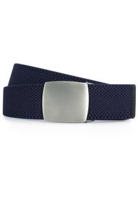 Modini - Granatowy elastyczny pasek do spodni z automatyczną klamrą PT2. Kolor: niebieski. Materiał: guma #1
