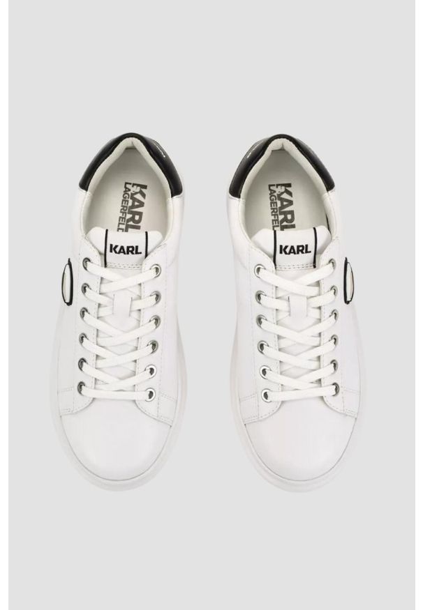 Karl Lagerfeld - KARL LAGERFELD Białe damskie sneakersy skórzane Kapri Nft Lo Lace, Rozmiar 37. Kolor: biały. Materiał: skóra. Wzór: gładki