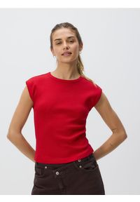 Reserved - Bawełniany top - czerwony. Kolor: czerwony. Materiał: bawełna #1
