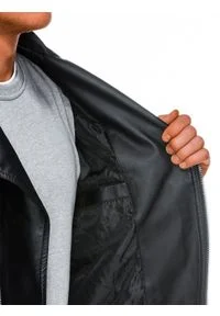 Ombre Clothing - Ramoneska męska C412 - czarna - XXL. Kolor: czarny. Materiał: materiał, poliester #1