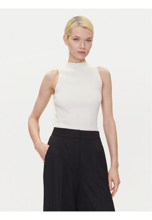 Hugo - HUGO Sweter Sarepilk 50542597 Écru Slim Fit. Materiał: wiskoza