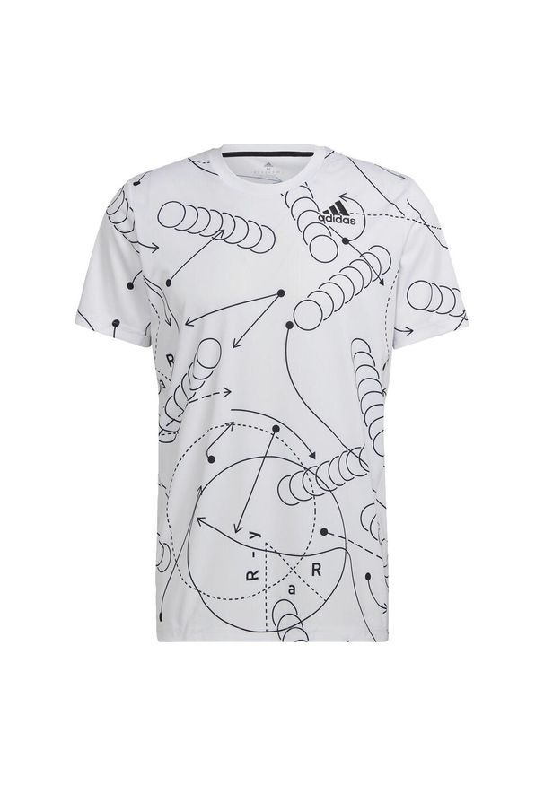 Adidas - Koszulka klubu tenisowego z nadrukiem adidas. Kolor: biały. Wzór: nadruk. Sport: tenis