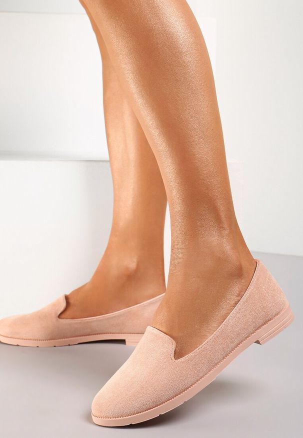 Renee - Różowe Balerinki Typu Loafersy Daphikaia. Okazja: na spacer. Kolor: różowy. Sezon: lato. Styl: elegancki