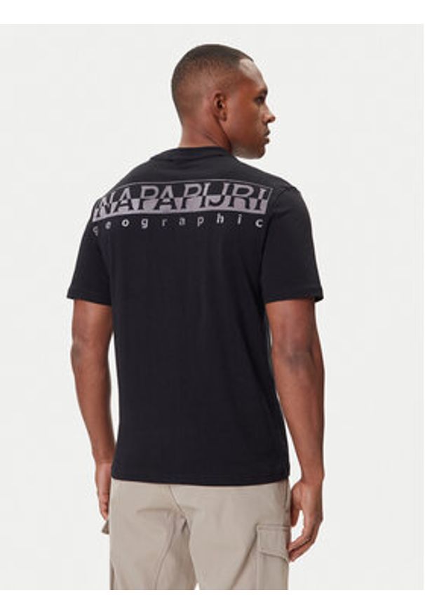 Napapijri T-Shirt S-Fanes NP0A88SE Czarny Regular Fit. Kolor: czarny. Materiał: bawełna