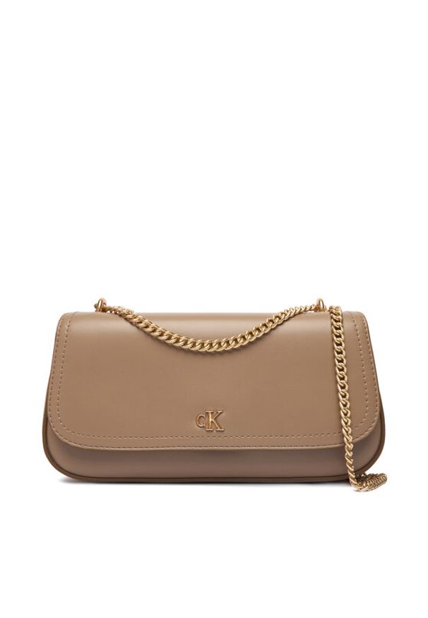 Calvin Klein Torebka Ck Convertible Chain Small Bag LV04F3172G Beżowy. Kolor: beżowy. Materiał: skórzane