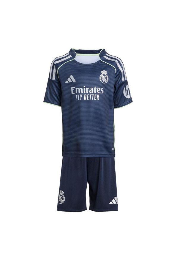Adidas - Zestaw Real Madrid 25/26 Away Mini Kids. Kolor: niebieski. Sport: piłka nożna