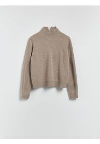 Reserved - Wełniany sweter z dodatkiem kaszmiru - beżowy. Kolor: beżowy. Materiał: wełna, kaszmir